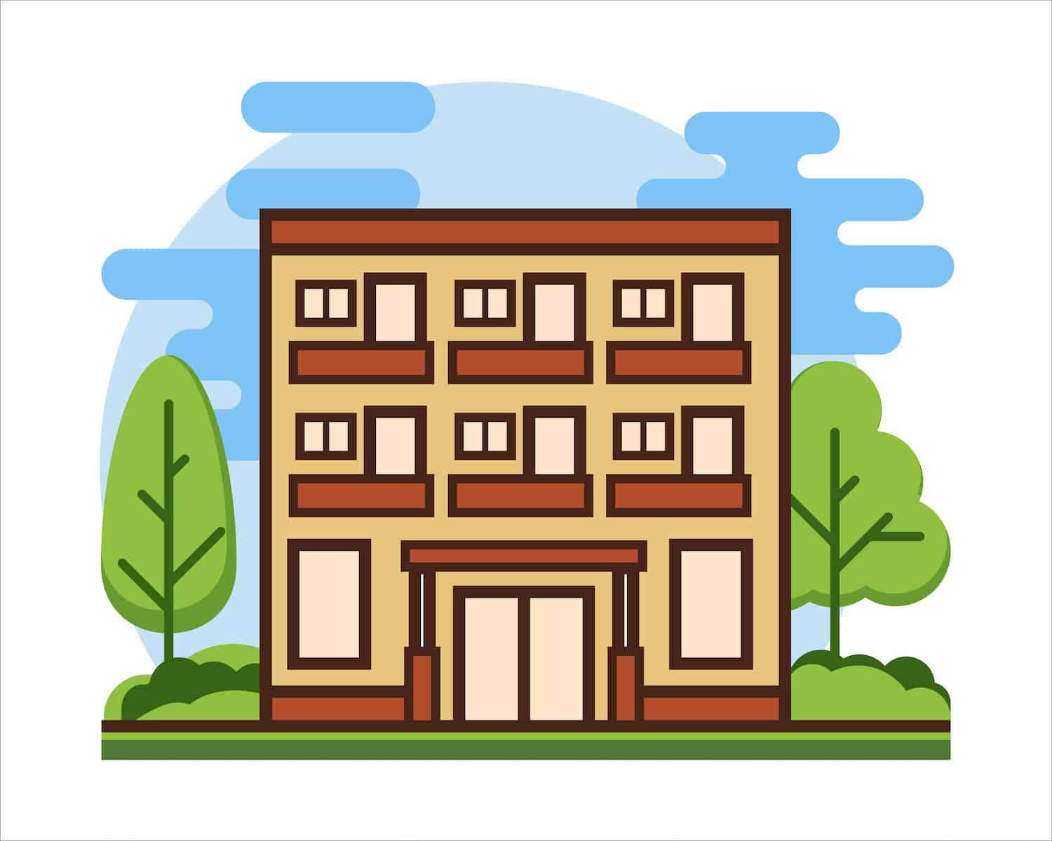 City building in flat style. Vector illustration of a modern house.